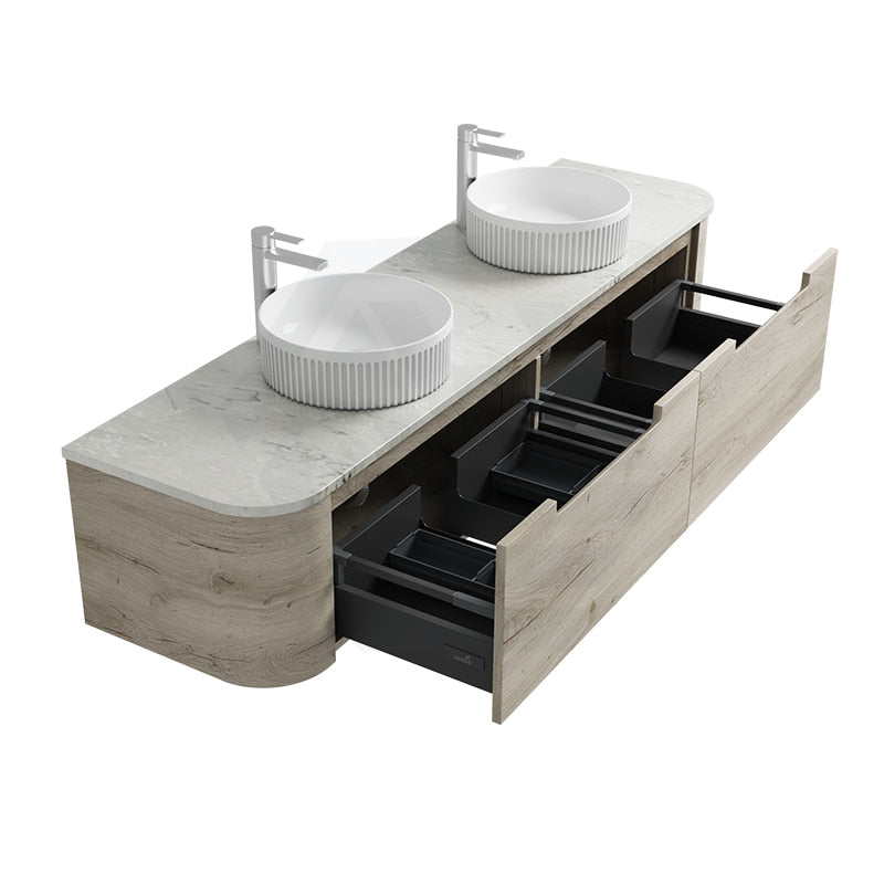 1500mm Aulic Hamilton Wall Hung Vanity Natural Timber Grains Max Finish & Stone Top Bathroom Available