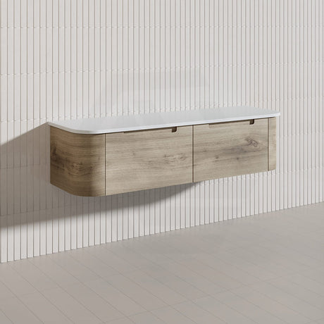 1500mm Aulic Hamilton Wall Hung Vanity Natural Timber Grains Max Finish & Stone Top Bathroom Available