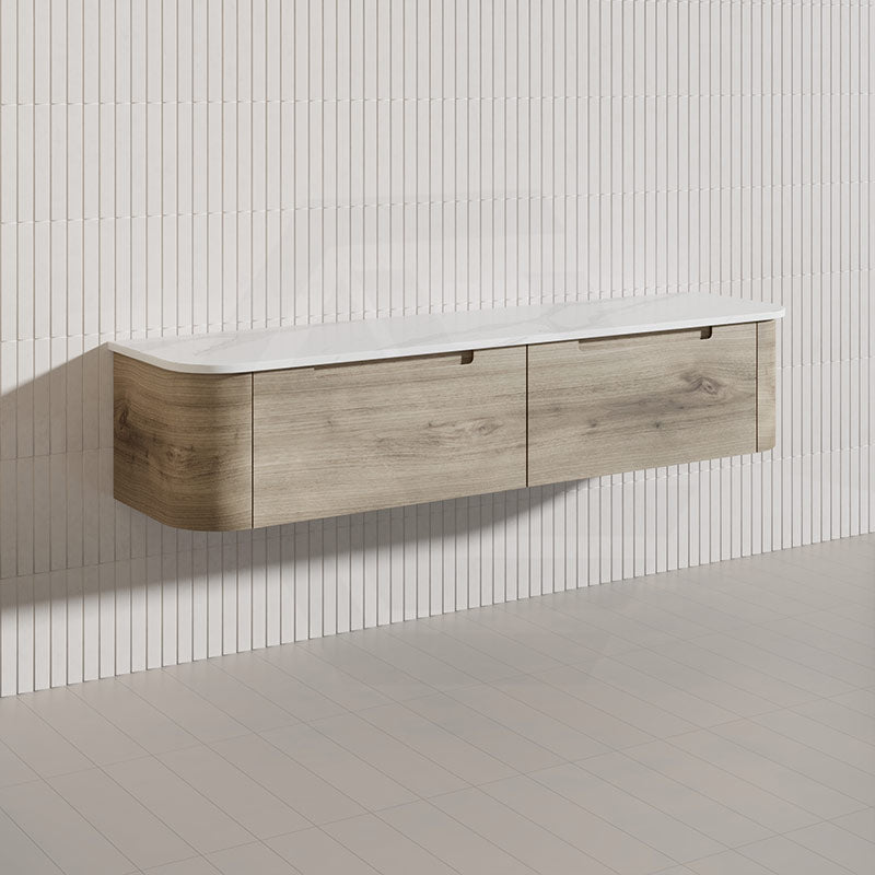 1800mm Aulic Hamilton Wall Hung Vanity Natural Timber Grains Max Finish & Stone Top Bathroom Available