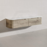 1800mm Aulic Hamilton Wall Hung Vanity Natural Timber Grains Max Finish & Stone Top Bathroom Available