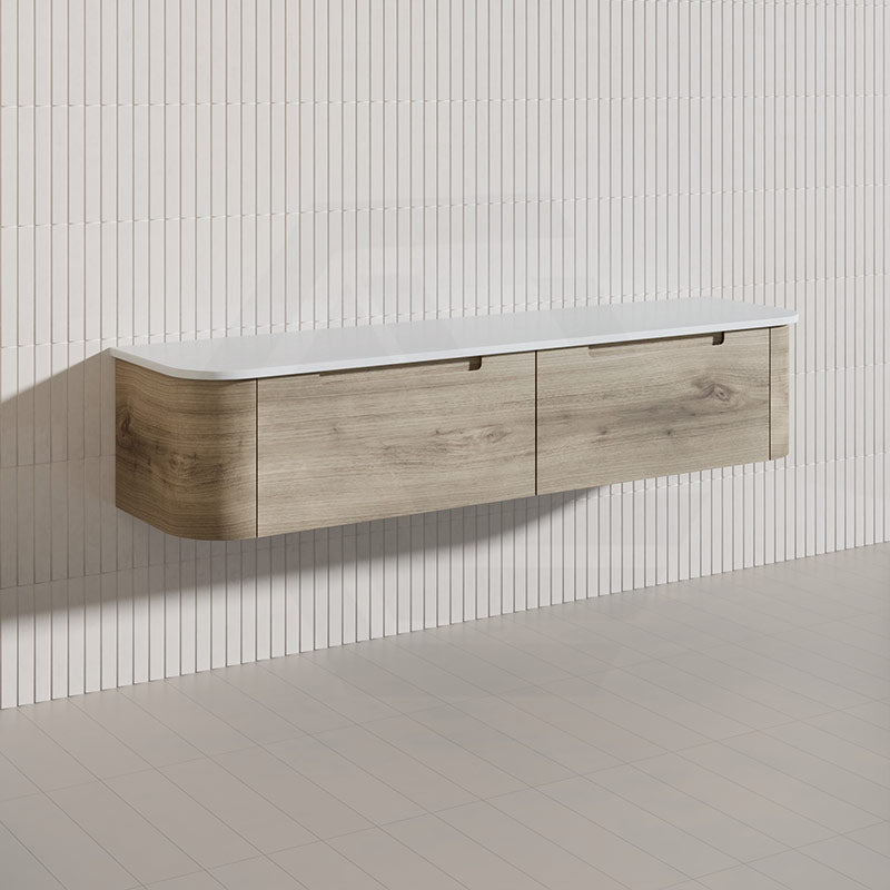1800mm Aulic Hamilton Wall Hung Vanity Natural Timber Grains Max Finish & Stone Top Bathroom Available
