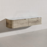 1800mm Aulic Hamilton Wall Hung Vanity Natural Timber Grains Max Finish & Stone Top Bathroom Available