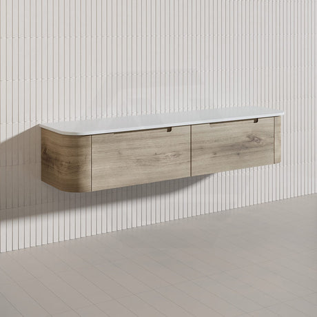 1800mm Aulic Hamilton Wall Hung Vanity Natural Timber Grains Max Finish & Stone Top Bathroom Available