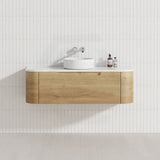 1200mm Aulic Carita Wall Hung Vanity Natural Timber Grains Stone Top Bathroom Available
