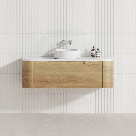 750-1800mm Aulic Carita Wall Hung Vanity Natural Timber Grains Stone Top Bathroom Available