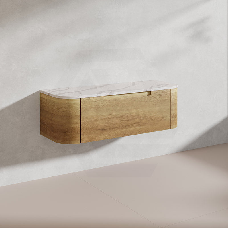 1200mm Aulic Carita Wall Hung Vanity Natural Timber Grains Stone Top Bathroom Available