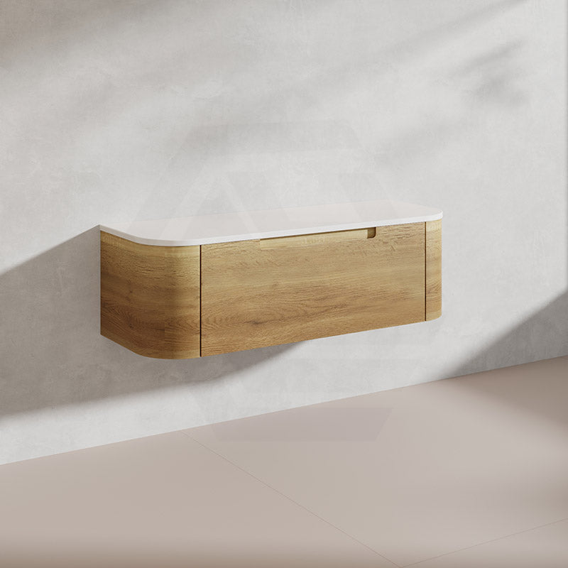 1200mm Aulic Carita Wall Hung Vanity Natural Timber Grains Stone Top Bathroom Available