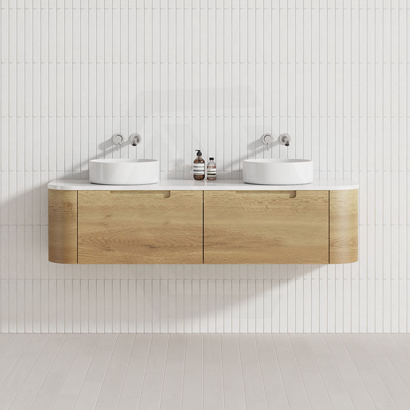 1500mm Aulic Carita Wall Hung Vanity Single/Double Bowls Natural Timber Grains Stone Top Bathroom Available