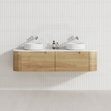 1500mm Aulic Carita Wall Hung Vanity Single/Double Bowls Natural Timber Grains Stone Top Bathroom Available