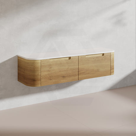 1500mm Aulic Carita Wall Hung Vanity Single/Double Bowls Natural Timber Grains Stone Top Bathroom Available