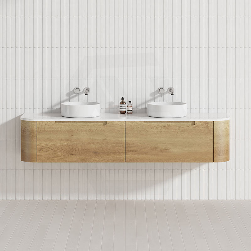 1800mm Aulic Carita Wall Hung Vanity Single/Double Bowls Natural Timber Grains Stone Top Bathroom Available