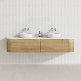 1800mm Aulic Carita Wall Hung Vanity Single/Double Bowls Natural Timber Grains Stone Top Bathroom Available