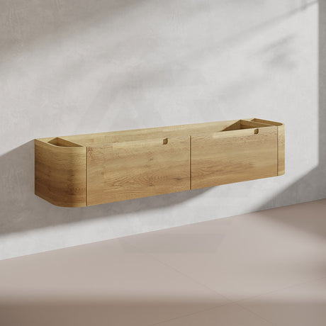 1800mm Aulic Carita Wall Hung Vanity Single/Double Bowls Natural Timber Grains Stone Top Bathroom Available