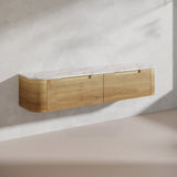 1800mm Aulic Carita Wall Hung Vanity Single/Double Bowls Natural Timber Grains Stone Top Bathroom Available