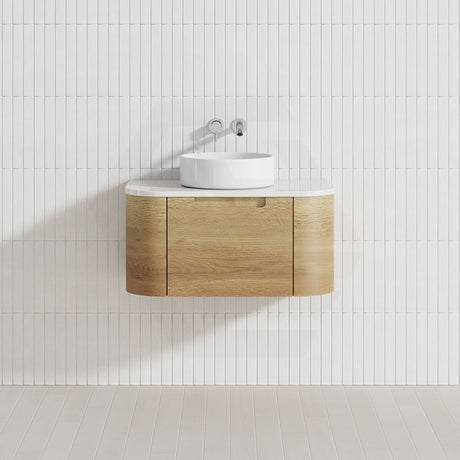 750-1800mm Aulic Carita Wall Hung Vanity Natural Timber Grains Stone Top Bathroom Available