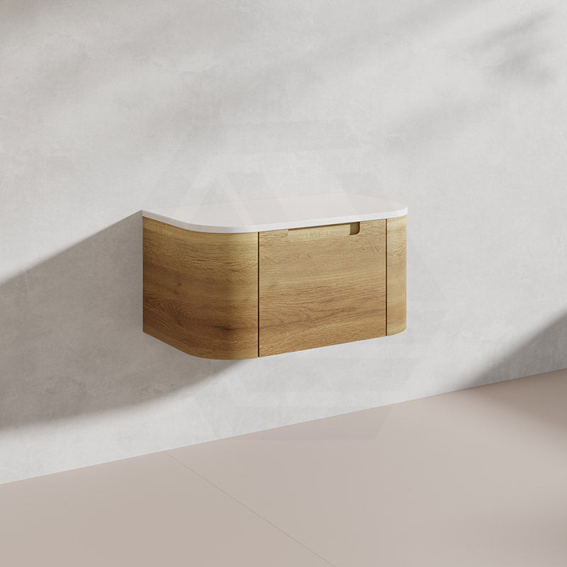 750mm Aulic Carita Wall Hung Vanity Natural Timber Grains Stone Top Bathroom Available