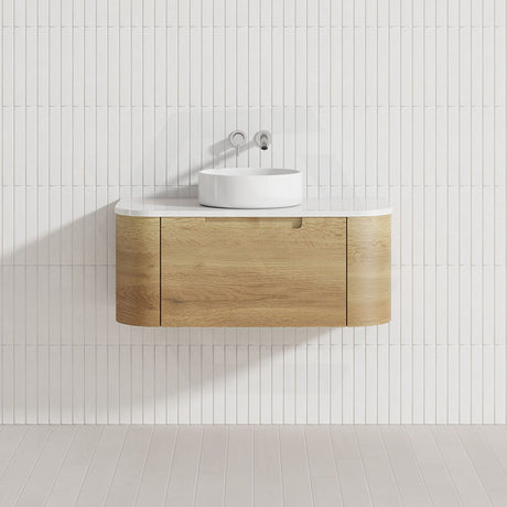750-1800mm Aulic Carita Wall Hung Vanity Natural Timber Grains Stone Top Bathroom Available