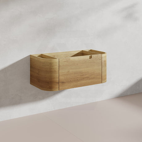 900mm Aulic Carita Wall Hung Vanity Natural Timber Grains Stone Top Bathroom Available