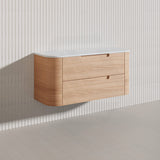 1200mm Aulic Briony Wall Hung Single Bowl Vanity Drawer Timber Plywood Cabinet Mia Finish & Stone Top