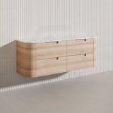 1500mm Aulic Briony Wall Hung Single/Double Bowls Vanity Drawer Timber Plywood Cabinet Mia Finish & Stone Top