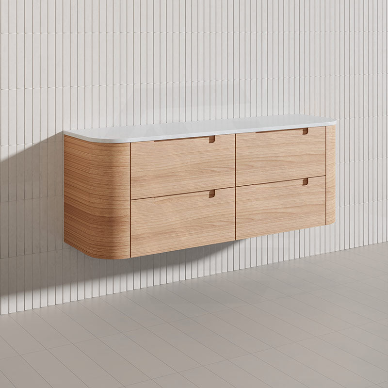 1500mm Aulic Briony Wall Hung Single/Double Bowls Vanity Drawer Timber Plywood Cabinet Mia Finish & Stone Top
