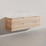 1800mm Aulic Briony Wall Hung Single/Double Bowls Vanity Drawer Timber Plywood Cabinet Mia Finish & Stone Top
