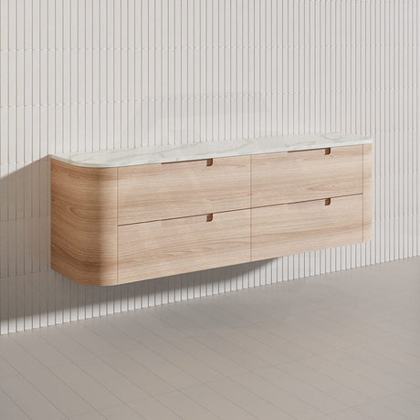 1800mm Aulic Briony Wall Hung Single/Double Bowls Vanity Drawer Timber Plywood Cabinet Mia Finish & Stone Top