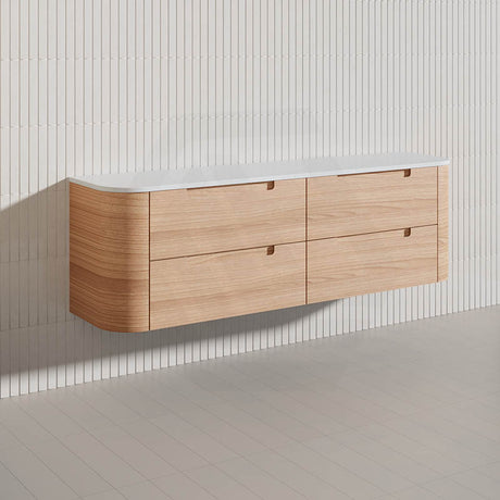1800mm Aulic Briony Wall Hung Single/Double Bowls Vanity Drawer Timber Plywood Cabinet Mia Finish & Stone Top