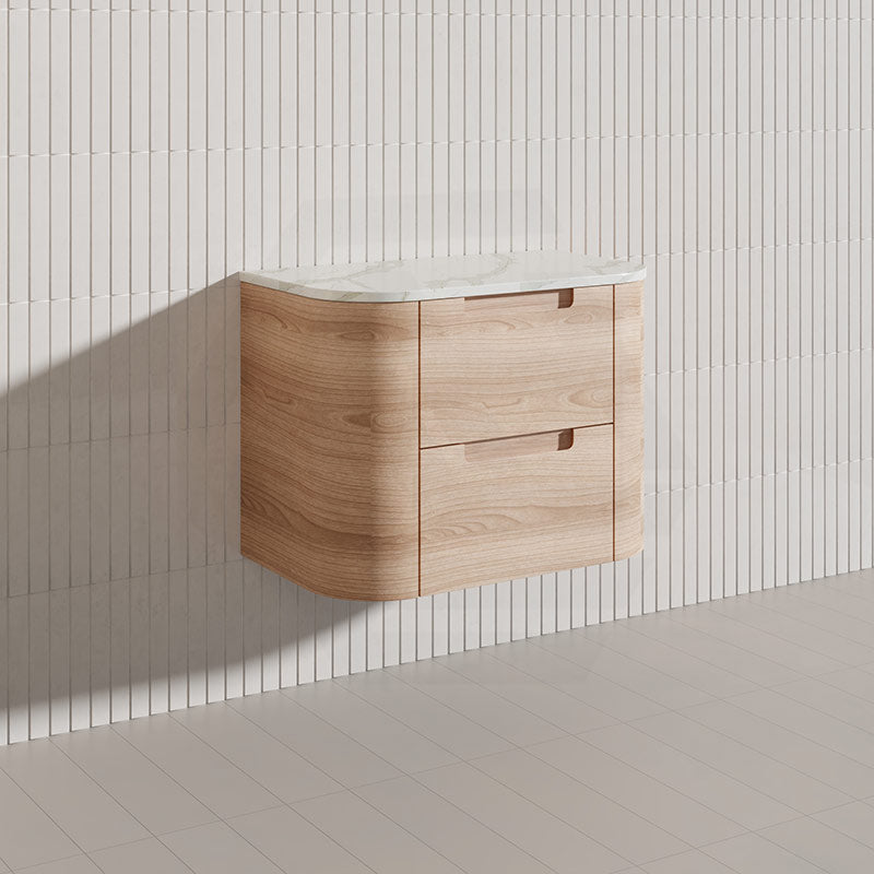 750mm Aulic Briony Wall Hung Single Bowl Vanity Drawer Timber Plywood Cabinet Mia Finish & Stone Top
