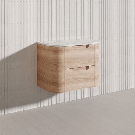 750mm Aulic Briony Wall Hung Single Bowl Vanity Drawer Timber Plywood Cabinet Mia Finish & Stone Top