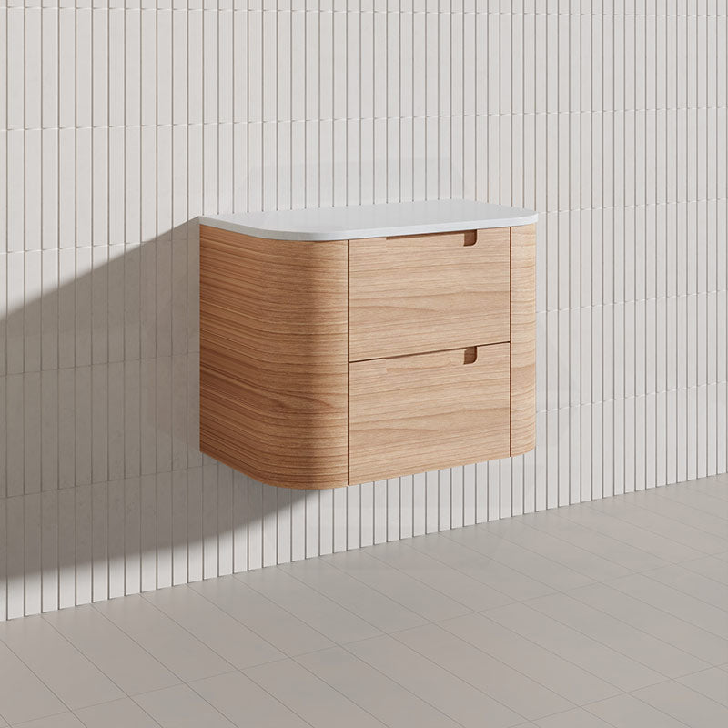 750mm Aulic Briony Wall Hung Single Bowl Vanity Drawer Timber Plywood Cabinet Mia Finish & Stone Top