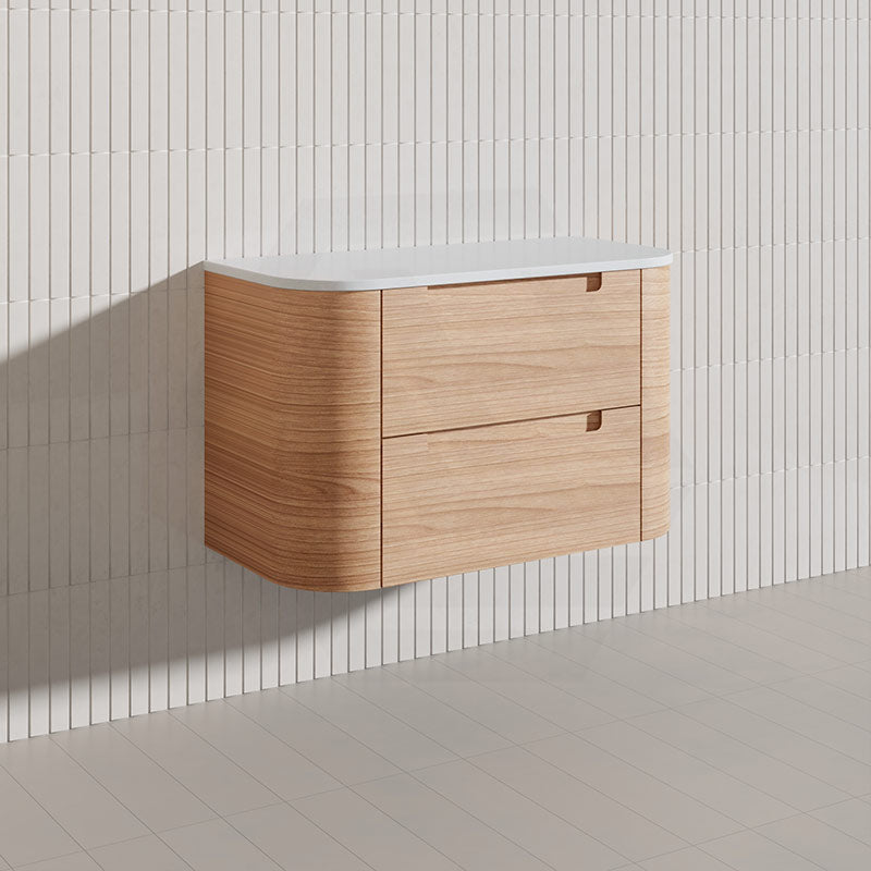 900mm Aulic Briony Wall Hung Single Bowl Vanity Drawer Timber Plywood Cabinet Mia Finish & Stone Top