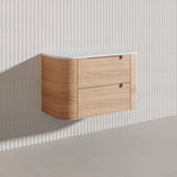 900mm Aulic Briony Wall Hung Single Bowl Vanity Drawer Timber Plywood Cabinet Mia Finish & Stone Top