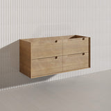1200mm Aulic Moreno Single Bowl Wall Hung Vanity Natural Timber Grains Carita Finish & Stone Top Bathroom Available