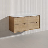1200mm Aulic Moreno Single Bowl Wall Hung Vanity Natural Timber Grains Carita Finish & Stone Top Bathroom Available