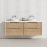 600-1500mm Aulic Moreno Wall Hung Vanity Natural Timber Grains Carita Finish & Stone Top Bathroom Available