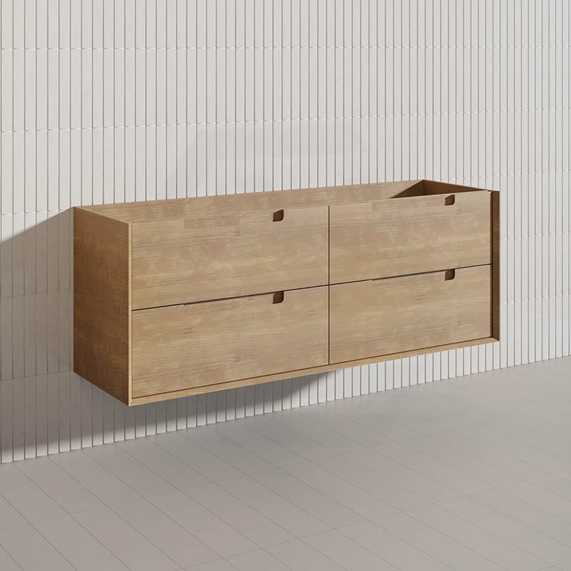 1500mm Aulic Moreno Single Bowl/Double Bowls Wall Hung Vanity Natural Timber Grains Carita Finish & Stone Top Bathroom Available