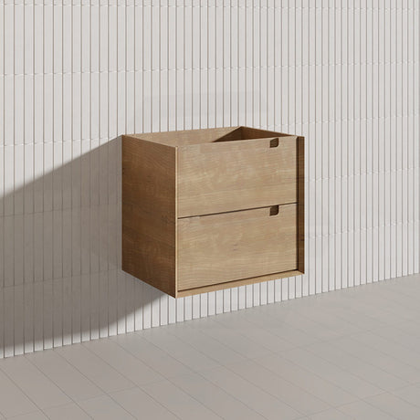 600mm Aulic Moreno Wall Hung Vanity Natural Timber Grains Carita Finish & Stone Top Bathroom Available