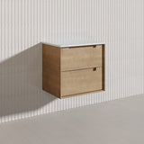 600mm Aulic Moreno Wall Hung Vanity Natural Timber Grains Carita Finish & Stone Top Bathroom Available
