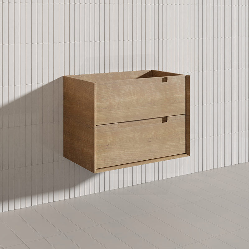 750mm Aulic Moreno Wall Hung Vanity Natural Timber Grains Carita Finish & Stone Top Bathroom Available