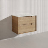 750mm Aulic Moreno Wall Hung Vanity Natural Timber Grains Carita Finish & Stone Top Bathroom Available