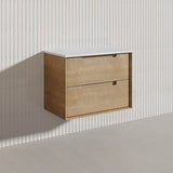 750mm Aulic Moreno Wall Hung Vanity Natural Timber Grains Carita Finish & Stone Top Bathroom Available