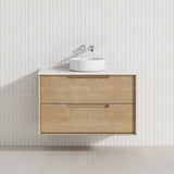 600-1500mm Aulic Moreno Wall Hung Vanity Natural Timber Grains Carita Finish & Stone Top Bathroom Available