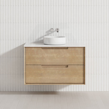600-1500mm Aulic Moreno Wall Hung Vanity Natural Timber Grains Carita Finish & Stone Top Bathroom Available