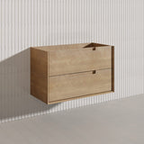 900mm Aulic Moreno Wall Hung Vanity Natural Timber Grains Carita Finish & Stone Top Bathroom Available