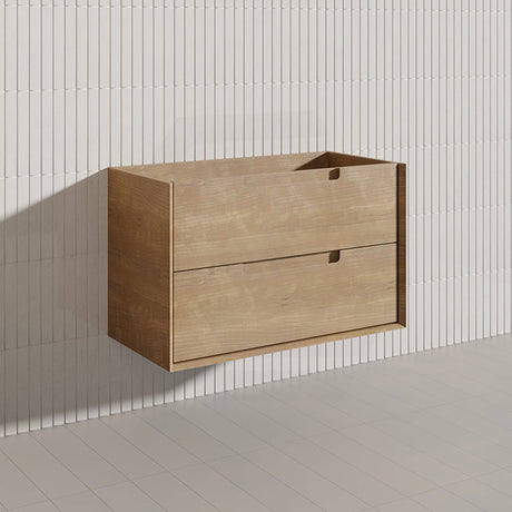900mm Aulic Moreno Wall Hung Vanity Natural Timber Grains Carita Finish & Stone Top Bathroom Available