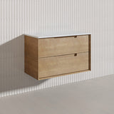 900mm Aulic Moreno Wall Hung Vanity Natural Timber Grains Carita Finish & Stone Top Bathroom Available
