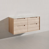 1200mm Aulic Ainsley Wall Hung Vanity Natural Timber Grains Mia Finish & Stone Top Bathroom Available