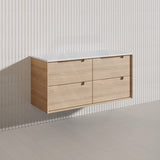 1200mm Aulic Ainsley Wall Hung Vanity Natural Timber Grains Mia Finish & Stone Top Bathroom Available