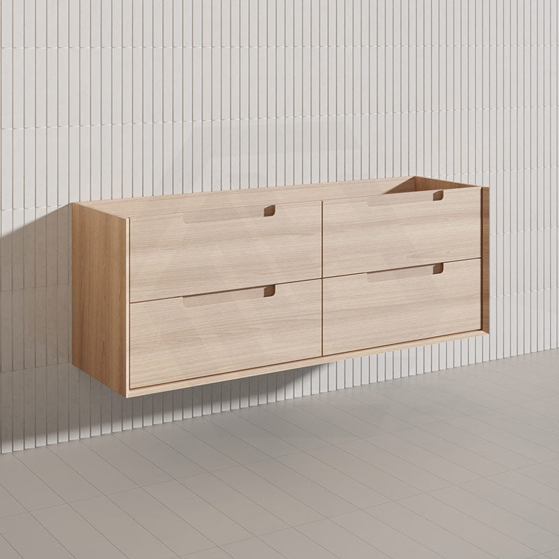 1500mm Aulic Ainsley Wall Hung Vanity Natural Timber Grains Mia Finish & Stone Top Bathroom Available